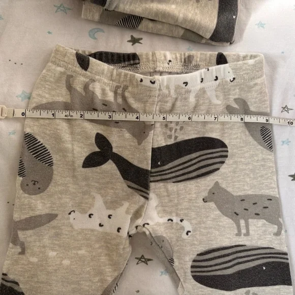 ⭒ 2T Carter’s Gray Two Piece Set Animals Seal Whale Wolf Bear Long Sleeve ⭒ - Picture 11 of 14